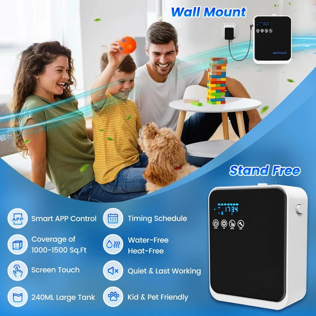 Alt view image 6 of 7 - Waterless Essential Oil Diffuser,House Scent Air Diffusers for Home Hotel with APP Control(Auto Timer) & Touch Screen(Adjust Level) |1500 sq.ft,Large Room Aromatherapy Oil Diffuser,250ml,Quiet(Black)