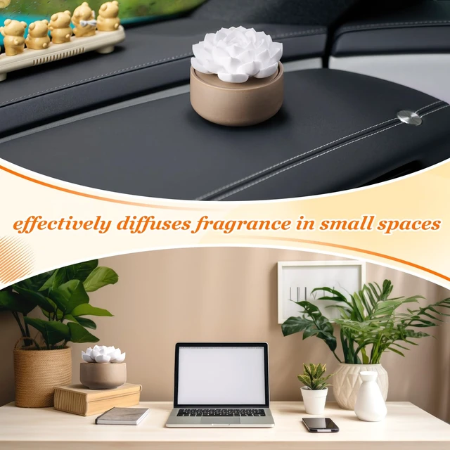 Alt view image 4 of 6 - 1 Pcs Ceramic Essential Oil Diffuser, Non Electric,Succulent | Decorative Floral Home Fragrance Decor, No Noise, Home & Office Tabletop Decor for Desk, Bathroom, Bedroom, Birthday, Wedding