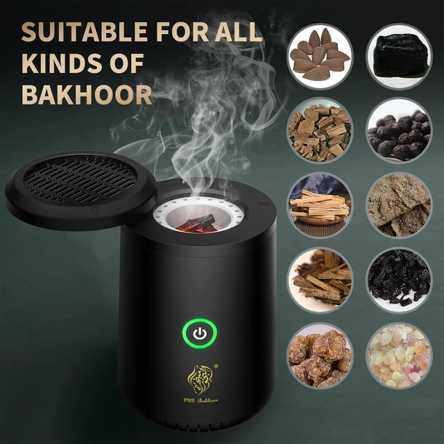 Alt view image 5 of 7 - Portable Electric Incense Burner, Rotating flip USB Aroma Diffuser, Mini Arab bakhoor Muslim Incense Holder for Car and Home (Special Coal briquettes Charcoal Fragrance)
