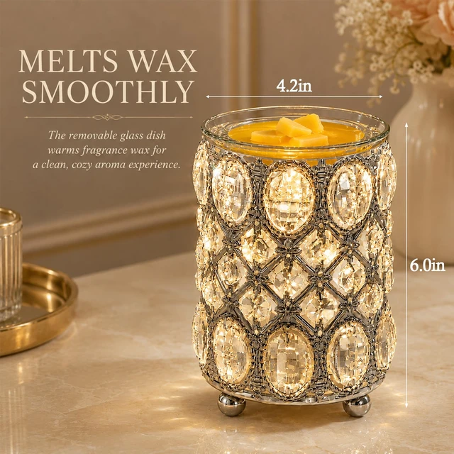 Alt view image 3 of 7 - Wax Warmer Wrought Iron Crystal Wax Melt Warmer Electric Oil Burner Wax Melt for Gifts & Decor, Home, Office, SPA,Bedroom