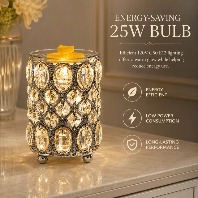 Alt view image 4 of 7 - Wax Warmer Wrought Iron Crystal Wax Melt Warmer Electric Oil Burner Wax Melt for Gifts & Decor, Home, Office, SPA,Bedroom