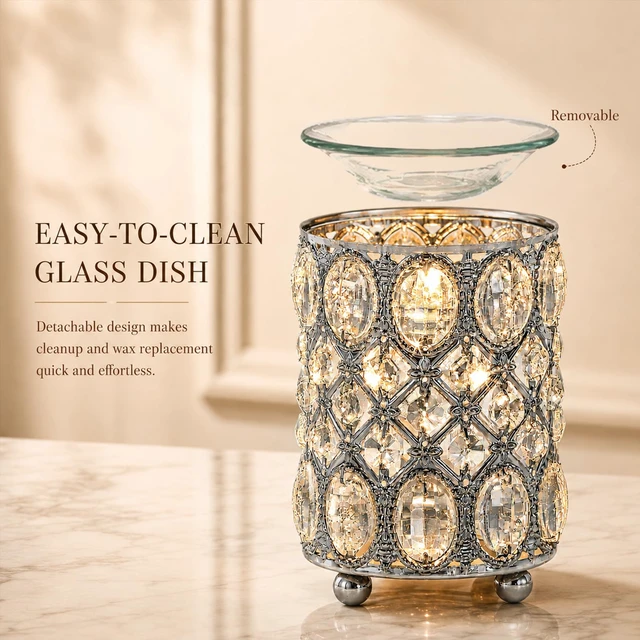 Alt view image 5 of 7 - Wax Warmer Wrought Iron Crystal Wax Melt Warmer Electric Oil Burner Wax Melt for Gifts & Decor, Home, Office, SPA,Bedroom