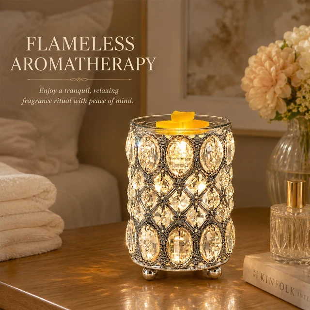 Alt view image 7 of 7 - Wax Warmer Wrought Iron Crystal Wax Melt Warmer Electric Oil Burner Wax Melt for Gifts & Decor, Home, Office, SPA,Bedroom