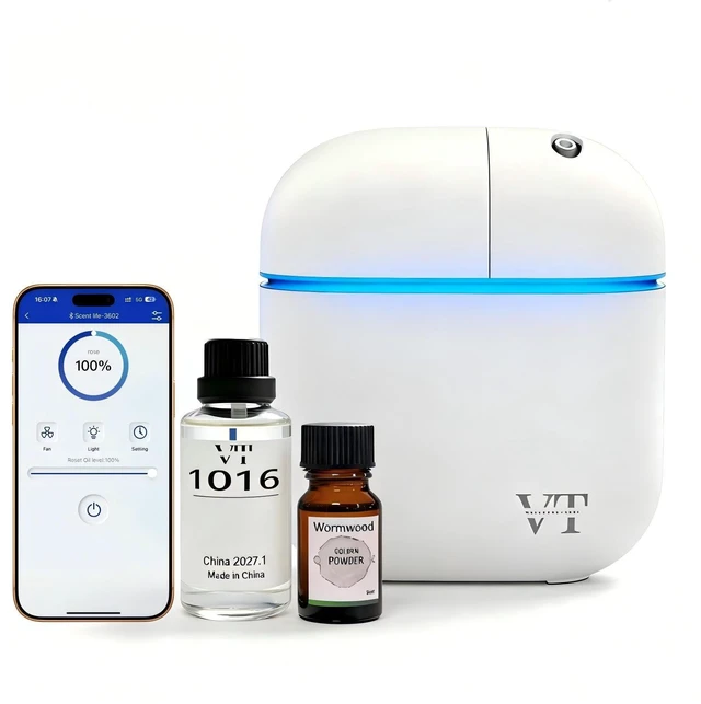 Main image of Waterless Essential Oil Diffuser 3000 Sq.Ft,Home Hotel Office Use,Cold Air Scent Machine,(Scent Kit 2*Fragrances Included) Bluetooth App Control,LED Light,Wall-Mounted Aroma Diffuser