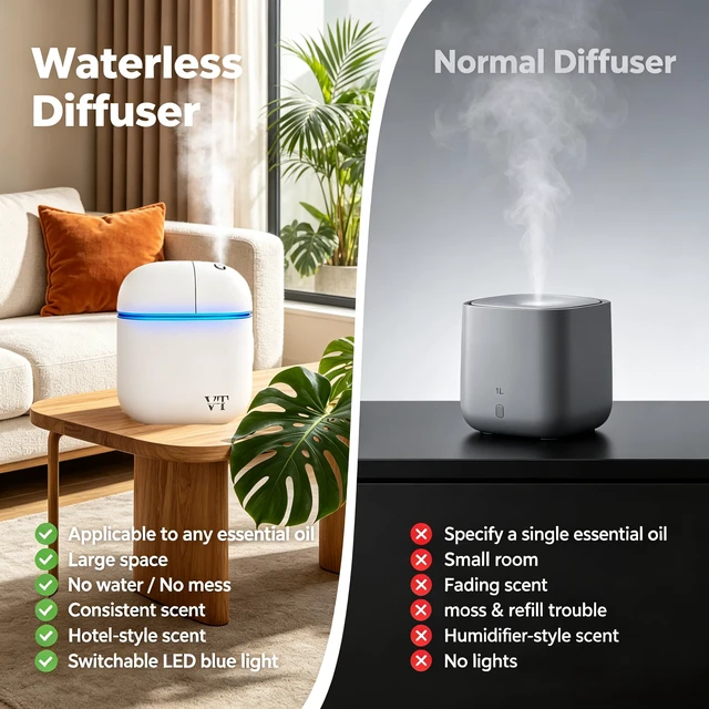 Alt view image 4 of 7 - Waterless Essential Oil Diffuser 3000 Sq.Ft,Home Hotel Office Use,Cold Air Scent Machine,(Scent Kit 2*Fragrances Included) Bluetooth App Control,LED Light,Wall-Mounted Aroma Diffuser