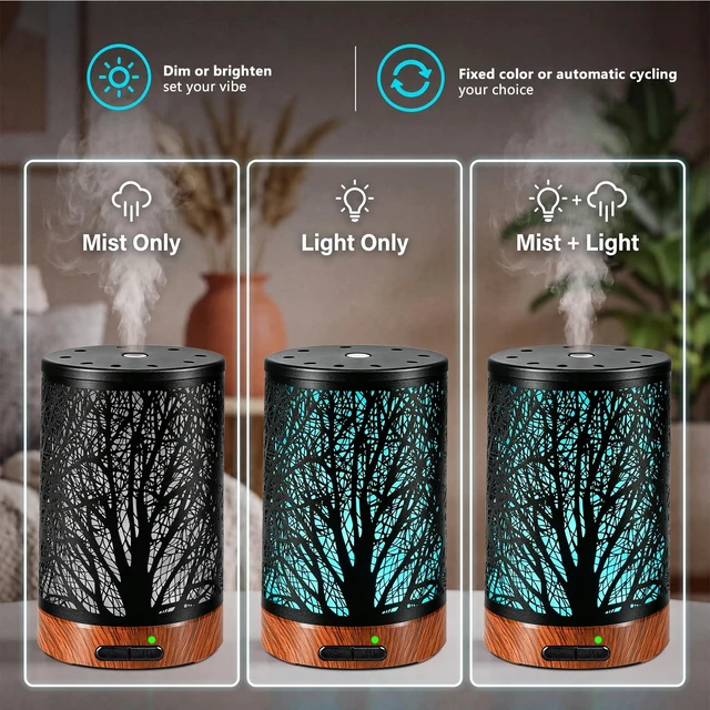 Alt view image 2 of 6 - Essential Oil Diffuser - 150ML Metal Aromatherapy Diffuser for Essential Oils with 7 Colors Lights Gifts for Mom Auto Shut-Off & Ultrasonic Cool Mist Diffuser, Ambience for Home