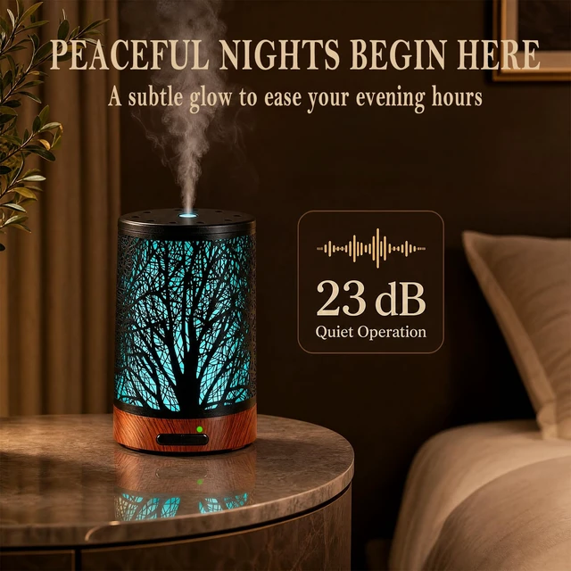 Alt view image 5 of 6 - Essential Oil Diffuser - 150ML Metal Aromatherapy Diffuser for Essential Oils with 7 Colors Lights Gifts for Mom Auto Shut-Off & Ultrasonic Cool Mist Diffuser, Ambience for Home