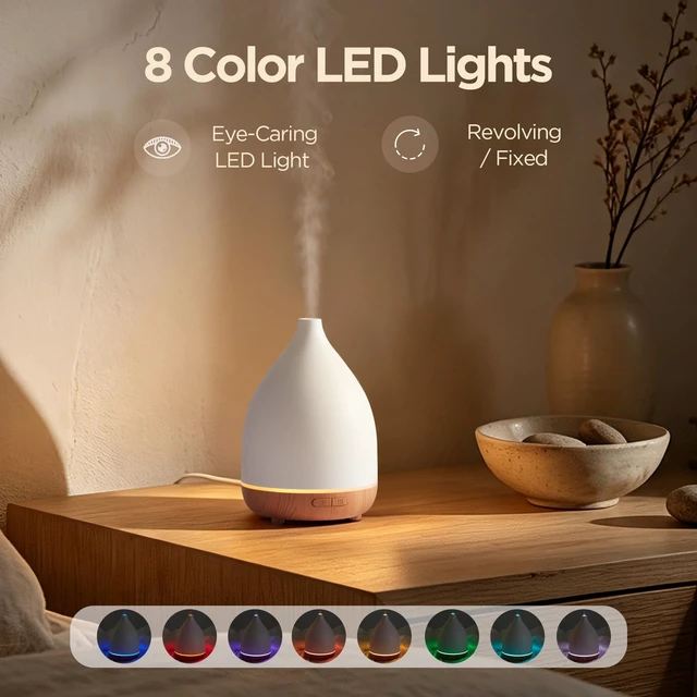 Alt view image 6 of 7 - 100ml Oil Diffusers for Home Essential Oils Scent Aromatherapy | Small Humidifier, Palm-sized, Mini Desk Diffuser, USB Powered, Cool Mist, Auto Shut-Off, 8 Colors, Ultrasonic, Quiet