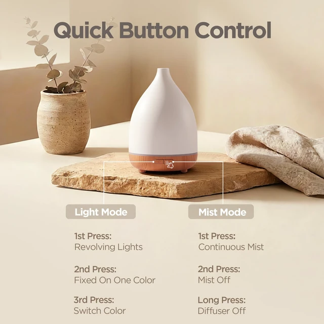 Alt view image 7 of 7 - 100ml Oil Diffusers for Home Essential Oils Scent Aromatherapy | Small Humidifier, Palm-sized, Mini Desk Diffuser, USB Powered, Cool Mist, Auto Shut-Off, 8 Colors, Ultrasonic, Quiet