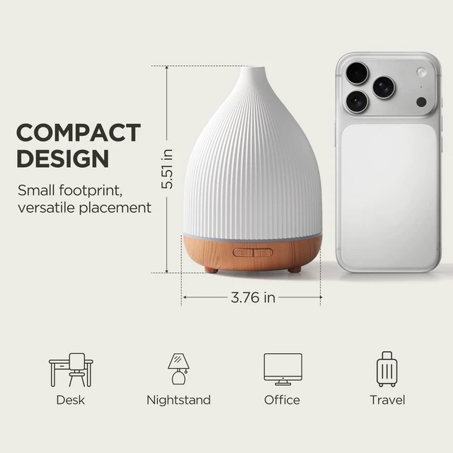 Alt view image 2 of 7 - 100ml Essential Oil Diffuser for Home Aroma Scent Small Humidifier | Palm-sized, USB Powered, Cool Mist Humidifier, Aromatherapy, Auto Shut-Off, 8 Colors, Ultrasonic, Quiet, for Essential Oils