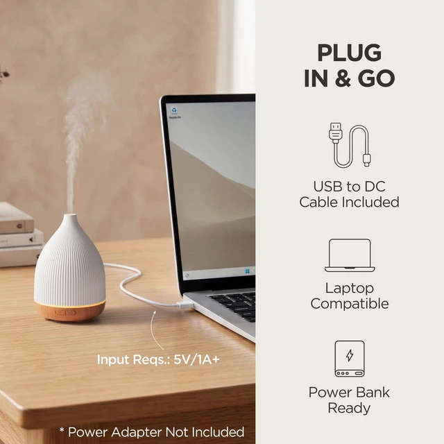 Alt view image 3 of 7 - 100ml Essential Oil Diffuser for Home Aroma Scent Small Humidifier | Palm-sized, USB Powered, Cool Mist Humidifier, Aromatherapy, Auto Shut-Off, 8 Colors, Ultrasonic, Quiet, for Essential Oils