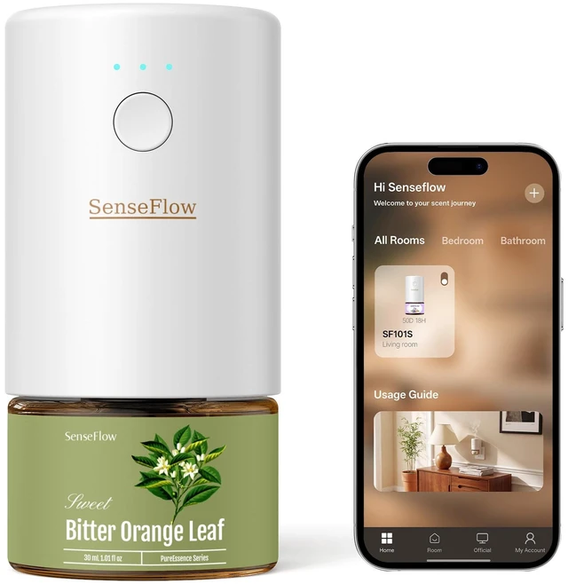 Main image of Essential Oil Diffuser for Home, Smart Waterless Diffuser SF101S Pro, Plug in Room Scent with Timer & 120-Day Natural Aroma, Bitter Orange Leaf(Khaki Green