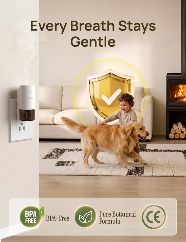 Alt view image 3 of 7 - Essential Oil Diffuser for Home, Smart Waterless Diffuser SF101S Pro, Plug in Room Scent with Timer & 120-Day Natural Aroma, Bitter Orange Leaf(Khaki Green