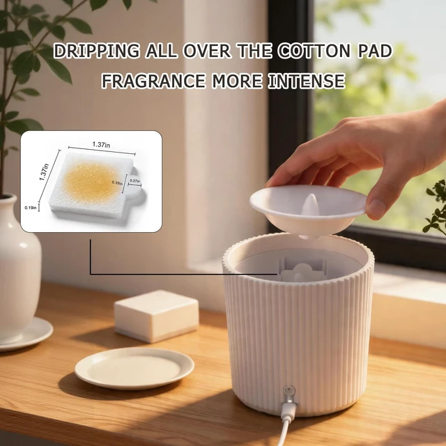 Alt view image 4 of 7 - NO-Battery LED Candle Waterless Diffuser and 3D Wick and Realistic Flame Candle,2 in 1 Flameless Candle Diffuser,Waterless Essential Oil Diffuser with 12PCS Cotton Pads(Only Connect USB Line Use)