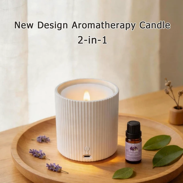 Alt view image 7 of 7 - NO-Battery LED Candle Waterless Diffuser and 3D Wick and Realistic Flame Candle,2 in 1 Flameless Candle Diffuser,Waterless Essential Oil Diffuser with 12PCS Cotton Pads(Only Connect USB Line Use)