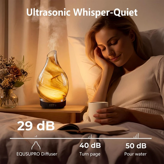 Alt view image 5 of 6 - Aromatherapy Diffuser Essential Oil Diffuser - Glass Diffuser Ultrasonic Aroma Diffuser 150ml Scented Oil Diffuser with Auto-Off Protection & 7 Colors Night Light for Home Office Decor&Gift