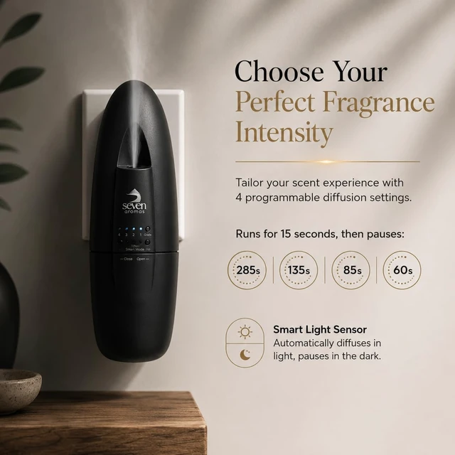 Alt view image 5 of 7 - SV703 Black Plug-in Waterless Scent Diffuser, Black, 500 Sq Ft | Compact plug-in cold-air scent diffusion covers up to 500 sq ft for bedrooms, bathrooms, offices, and small spaces.