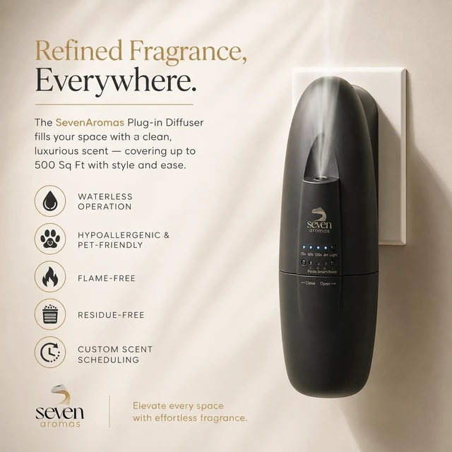 Alt view image 6 of 7 - SV703 Black Plug-in Waterless Scent Diffuser, Black, 500 Sq Ft | Compact plug-in cold-air scent diffusion covers up to 500 sq ft for bedrooms, bathrooms, offices, and small spaces.