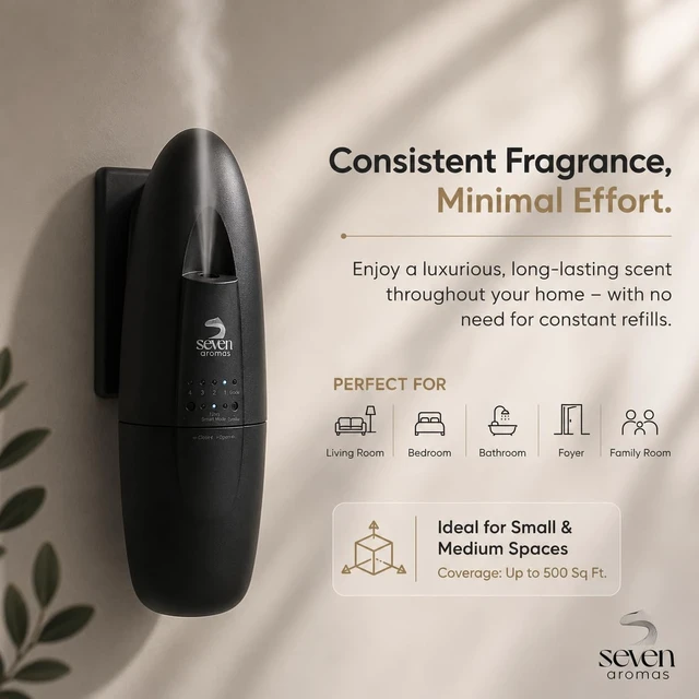 Alt view image 7 of 7 - SV703 Black Plug-in Waterless Scent Diffuser, Black, 500 Sq Ft | Compact plug-in cold-air scent diffusion covers up to 500 sq ft for bedrooms, bathrooms, offices, and small spaces.