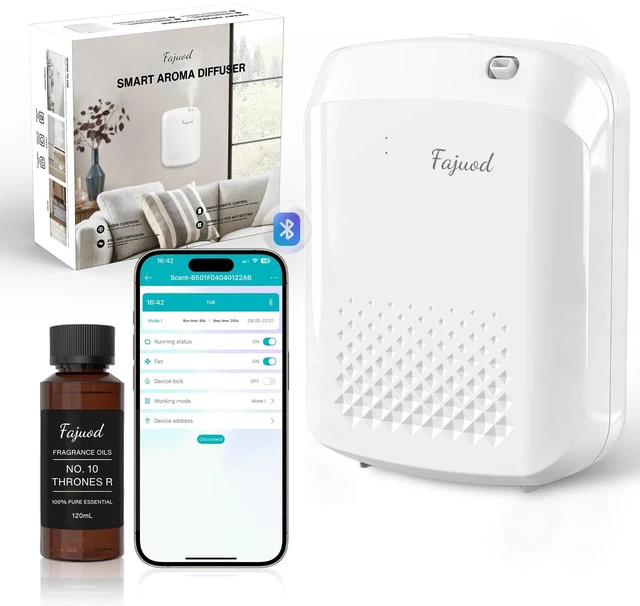 Main image of Waterless Essential Oil Diffuser, 3000 Sq.Ft, with 120ml Scent Oil | App Control, Cold Air Scent Machine, No-Noise Aroma Diffuser, 400ml, Large Room, Home, Hotel, Office, Holiday Gift, White