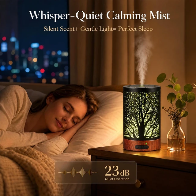 Alt view image 5 of 6 - Essential Oil Diffuser for Home Fragrance & Aromatherapy | 150ml Metal Ultrasonic Cool Mist Diffuser,7 Night Lights, Waterless Auto-Off, Quiet Diffuser for Bedroom, Gifts for Women