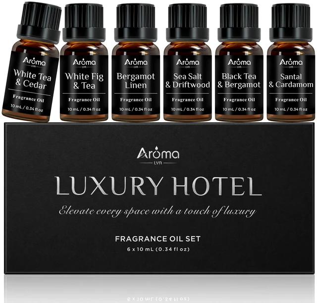Main image of Luxury Hotel Collection Diffuser Oil Set- 6 x 5 mL | Six Distinctive Hotel-Inspired Scents, From Airy Tea and Fresh Linen to Warm Woods and Coastal Air