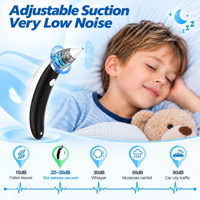 Alt view image 4 of 7 - Ear Vacuum Ear Wax Removal Kit with 5 Levels Strong Suction, Reusable Electric Ear Suction Vacuum Tool for Adults and Kids (Black)
