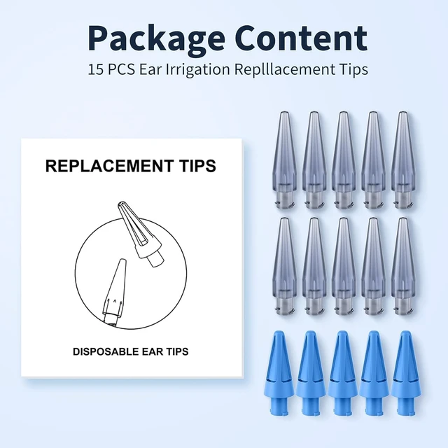 Alt view image 5 of 5 - Ear Wax Removal, Electric Ear Cleaner Replacement Tips 15 pcs, Ear Irrigation Earwax Flushing Tool Disposable Tips, Compatible with Ear Cleaning Kit