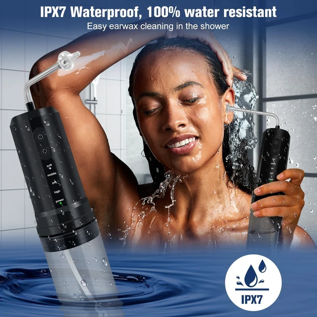 Alt view image 2 of 7 - Ear Wax Removal, Electric Ear Irrigation Flushing System, Water Powered Ear Cleaner with 4 Pressure Modes, 6 Reusable Replacement Tips, Safe and Effective Ear Cleaning Tool for Adults (Black)