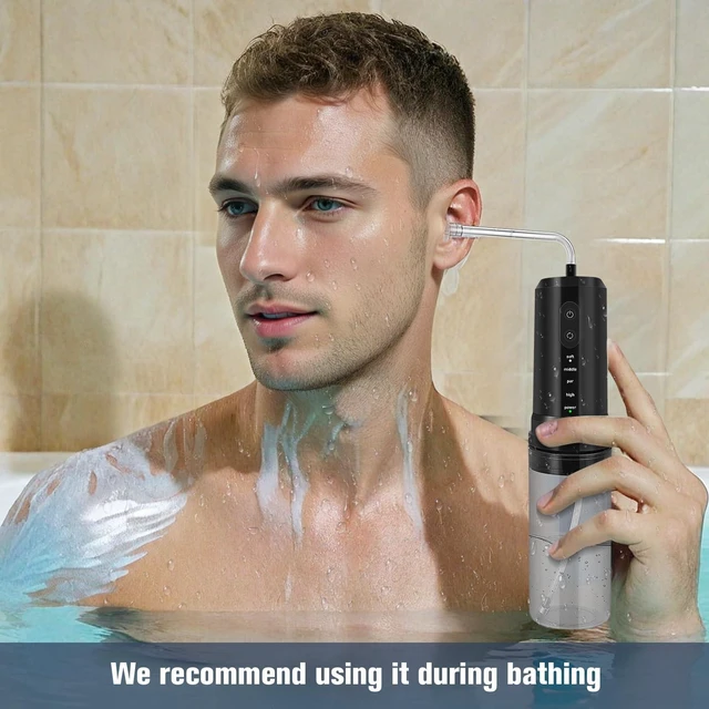 Alt view image 4 of 7 - Ear Wax Removal, Electric Ear Irrigation Flushing System, Water Powered Ear Cleaner with 4 Pressure Modes, 6 Reusable Replacement Tips, Safe and Effective Ear Cleaning Tool for Adults (Black)
