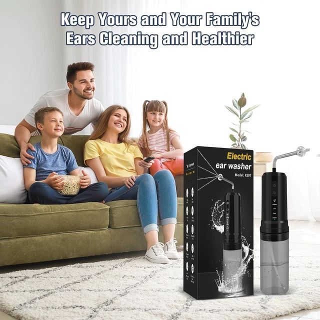 Alt view image 6 of 7 - Ear Wax Removal, Electric Ear Irrigation Flushing System, Water Powered Ear Cleaner with 4 Pressure Modes, 6 Reusable Replacement Tips, Safe and Effective Ear Cleaning Tool for Adults (Black)