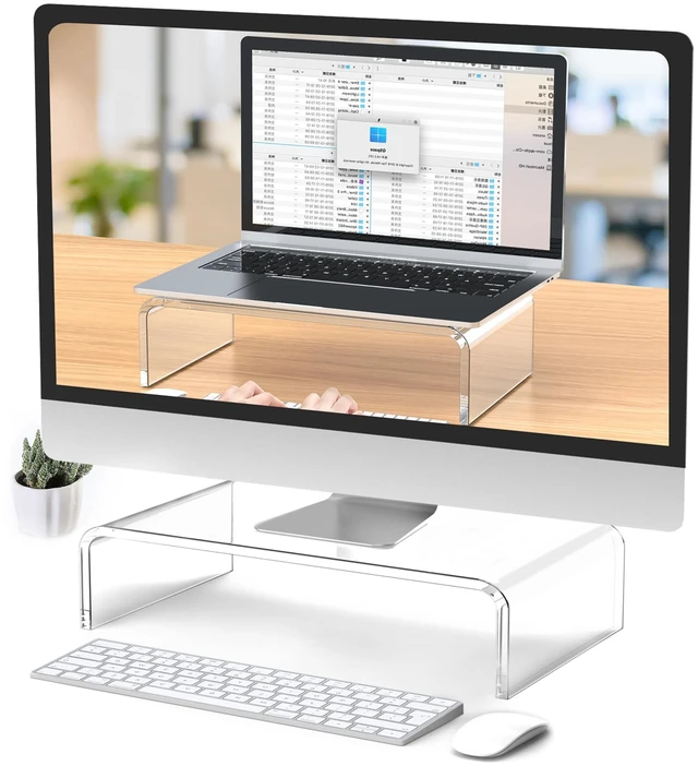 Main image of Acrylic Monitor Stand Riser Clear Laptop Stand Riser L12.5 xW7.5 xH4 | Computer & Laptop Stand for Desk, Compatible with All Notebooks and Monitor, Decoration for Office & Home Transparent