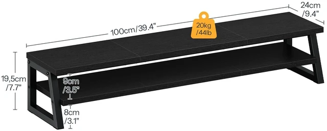 Alt view image 2 of 7 - 2-Tier Dual Monitor Stand Riser, 39 Inch Large Computer Monitor Stand for 2 Monitors, Computer Monitor Riser, Desk Shelf Organizer for Office Desk, Accessories, Black BB122CJ01