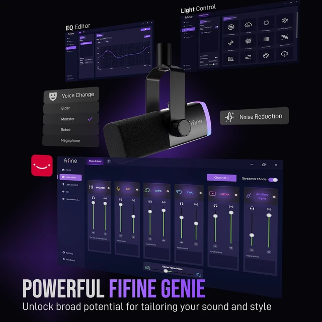 Alt view image 7 of 7 - AmpliGame AM8PROT Gaming Microphone Kit, XLR/USB Dynamic PC Mic | Streaming Mic Set with Boom Arm, RGB, Tap-to-Mute, Mix Control, Headphone Jack, Volume Knob for Podcast Recording