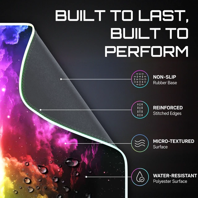 Alt view image 4 of 7 - RGB Gaming Mouse Pad, Large LED Mouse Pad for Gamer, 31.5" x 11.8" | Extended Size Design, Superior Micro-Weave Cloth, Non-Slip Rubber Base, Durable Stitched Edges, Water-Resistant Coating