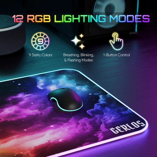 Alt view image 5 of 7 - RGB Gaming Mouse Pad, Large LED Mouse Pad for Gamer, 31.5" x 11.8" | Extended Size Design, Superior Micro-Weave Cloth, Non-Slip Rubber Base, Durable Stitched Edges, Water-Resistant Coating
