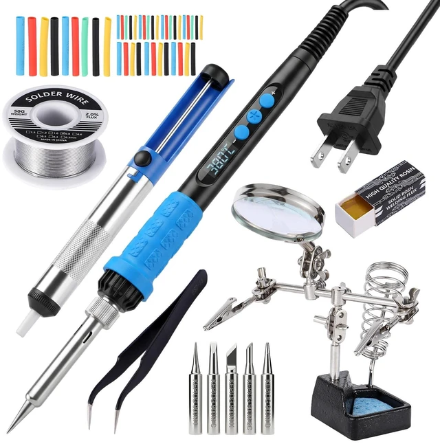 Main image of 100W Portable LCD Electronic Soldering Iron, Heats up in 15 seconds | A complete soldering iron kit suitable for beginners and professional electronic users for circuit board repair and soldering