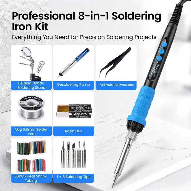 Alt view image 2 of 7 - 100W Portable LCD Electronic Soldering Iron, Heats up in 15 seconds | A complete soldering iron kit suitable for beginners and professional electronic users for circuit board repair and soldering