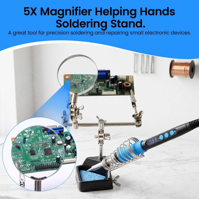 Alt view image 5 of 7 - 100W Portable LCD Electronic Soldering Iron, Heats up in 15 seconds | A complete soldering iron kit suitable for beginners and professional electronic users for circuit board repair and soldering