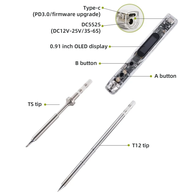Alt view image 6 of 7 - SI012 Soldering Iron, 68W Electric Soldering Iron Kit Adjustable Temperature 212°F-842°F, 8S Fast Heating, Digital OLED, Auto Sleep, 19V Power Adapter, 2 Soldering Tips Portable Welding Tool