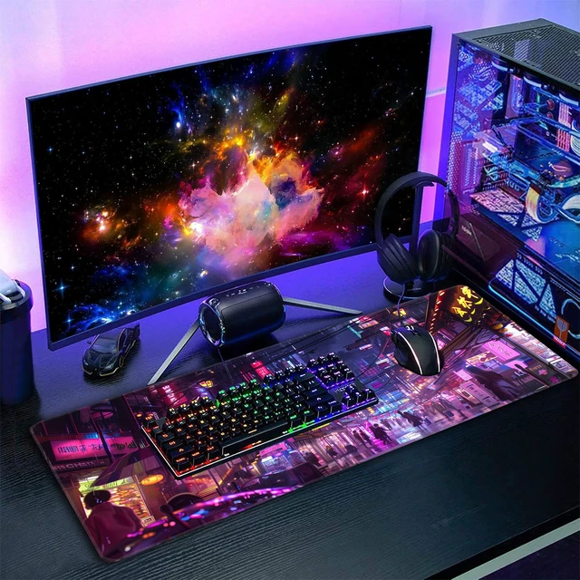 Alt view image 7 of 7 - Mouse Pad,XXL 35.4"x15.7" Big Gaming Mousepad,Japanese Streets Large Extended Mouse Mat,Non-Slip Rubber Base Waterproof with Stitched Edges for Gaming Office Home