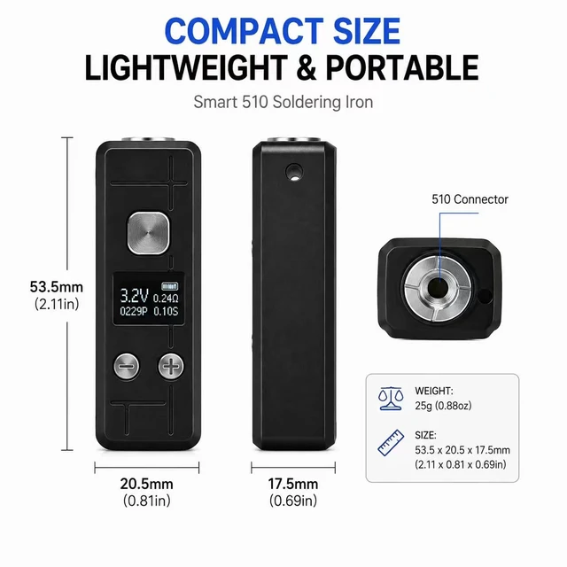 Alt view image 2 of 5 - Smart Mini Portable Soldering Iron Small | 510 connection type c port digital screen 400mah