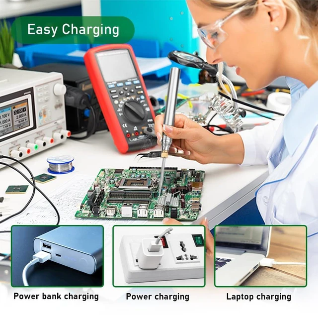 Alt view image 5 of 7 - Cordless USB Soldering Iron Kit, 5V 15W Portable Rechargeable Pen | Portable soldering pen for electronics repair, DIY work, and quick touch-up soldering