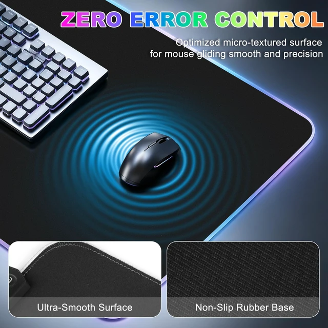 Alt view image 5 of 6 - RGB LED Gaming Mouse Pad, Desk Pad, Large Mouse Pad for Desk, Computer Mat | Mousepad, Keyboard Mat, Mouse Pads for Desk, 14 Light Modes, Gaming Mouse Pad, Computer Mats for Desktop, 31.5×11.8 Inch