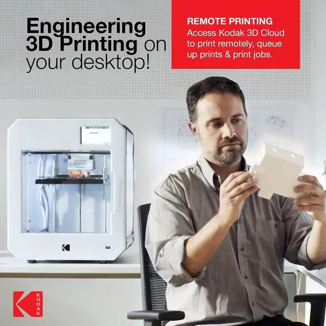 Alt view image 7 of 7 - Kodak 3D Printer Portrait, White, 21.1 x 20.7 x 20.7 in