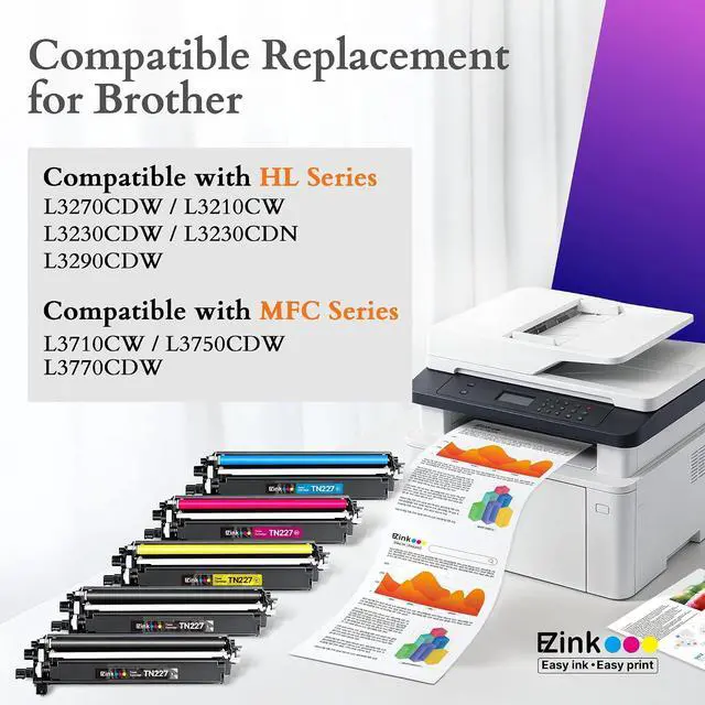 Alt view image 2 of 7 - E-Z Ink TN227 for TN-227BK/C/M/Y High Yield Brother TN227 Toner TN 227 223