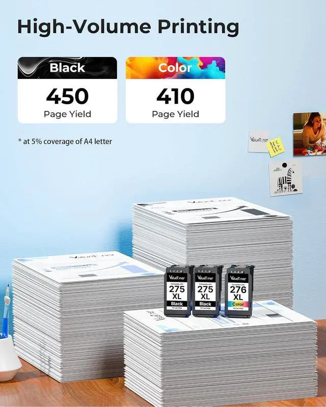 Alt view image 2 of 7 - PG-275 XL/CL-276 XL (3-Pack) Compatible with Canon 275 and 276 Ink Cartridges 275XL 276XL for Printer Pixma TR4720 TS3720 TS3522 TR4722 TS3722 TS3520 TS3700 TR4723 TS3500 TR4700 (2 Black, 1 Color)