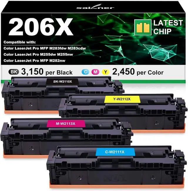 Main image of SAILNER Compatible 206X Toner Replacment for HP 206X 206A, 4 Pack