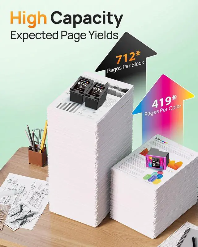 Alt view image 3 of 7 - 61XL 61 Ink Cartridges 4500 5530 for HP Ink 61XL Black and Color Combo Pack