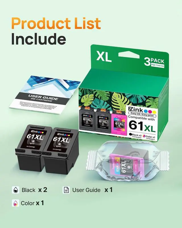Alt view image 4 of 7 - 61XL 61 Ink Cartridges 4500 5530 for HP Ink 61XL Black and Color Combo Pack